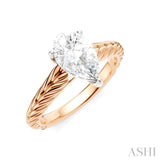 1/20 Ctw Pear Shape Round Cut Diamond Akari Wheat Shank Semi-Mount Engagement Ring in 14K Rose and White Gold