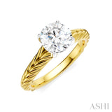 1/20 Ctw Circular Shape Round Cut Diamond Akari Wheat Shank Semi-Mount Engagement Ring in 14K Yellow and White Gold