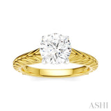 1/20 Ctw Circular Shape Round Cut Diamond Akari Wheat Shank Semi-Mount Engagement Ring in 14K Yellow and White Gold