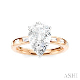 1/3 Ctw Akari Pear Shape Baguette and Round Cut Diamond Semi Mount Engagement Ring in 14K Rose and White Gold
