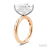 1/3 Ctw Princess Shape Baguette and Round Cut Diamond Semi-Mount Engagement Ring in 14K Rose and White Gold