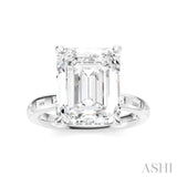 1/3 Ctw Emerald Shape Baguette and Round Cut Diamond Semi-Mount Engagement Ring in 14K White Gold