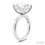 1/3 Ctw Emerald Shape Baguette and Round Cut Diamond Semi-Mount Engagement Ring in 14K White Gold
