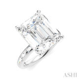 1/3 Ctw Emerald Shape Baguette and Round Cut Diamond Semi-Mount Engagement Ring in 14K White Gold
