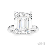 1/3 Ctw Emerald Shape Baguette and Round Cut Diamond Semi-Mount Engagement Ring in 14K White Gold