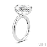 1/3 Ctw Pear Shape Baguette and Round Cut Diamond Semi-Mount Engagement Ring in 14K White Gold