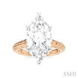 1/8 Ctw Marquise Shape Round Cut Diamond Akari Wheat Shank Semi-Mount Engagement Ring in 14K Rose and White Gold