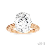 1/10 Ctw Oval Shape Round Cut Diamond Semi-Mount Engagement Ring in 14K Rose and White Gold