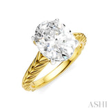 1/10 Ctw Oval Shape Round Cut Diamond Semi-Mount Engagement Ring in 14K Yellow and White Gold