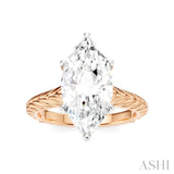 1/10 Ctw Marquise Shape Round Cut Diamond Akari Wheat Shank Semi-Mount Engagement Ring in 14K Rose and White Gold