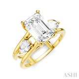 1/2 Ctw Akari Split Shank Emerald Shape Pear and Round Cut Diamond Semi Mount Engagement Ring in 14K Yellow Gold
