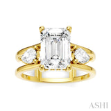 1/2 Ctw Akari Split Shank Emerald Shape Pear and Round Cut Diamond Semi Mount Engagement Ring in 14K Yellow Gold