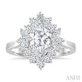 7/8 Ctw Marquise and Round Cut Diamond Halo Semi Mount Engagement Ring in 14K White Gold