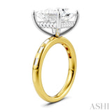 1/3 Ctw Princess Shape Baguette and Round Cut Diamond Semi-Mount Engagement Ring in 14K Yellow and White Gold