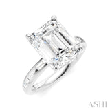 1/3 Ctw Emerald Shape Baguette and Round Cut Diamond Semi-Mount Engagement Ring in 14K White Gold