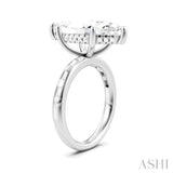 1/3 Ctw Marquise Shape Baguette and Round Cut Diamond Semi-Mount Engagement Ring in 14K White Gold
