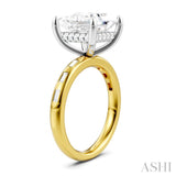 1/3 Ctw Princess Shape Baguette and Round Cut Diamond Semi-Mount Engagement Ring in 14K Yellow and White Gold