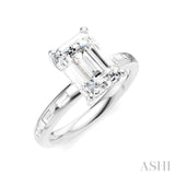 1/4 Ctw Emerald Shape Baguette and Round Cut Diamond Semi-Mount Engagement Ring in 14K White Gold