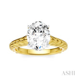 1/20 Ctw Oval Shape Round Cut Diamond Semi-Mount Engagement Ring in 14K Yellow and White Gold