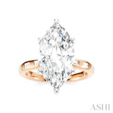1/3 Ctw Akari Marquise Shape Baguette and Round Cut Diamond Semi Mount Engagement Ring in 14K Rose and White Gold