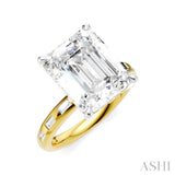 1/3 Ctw Emerald Shape Baguette and Round Cut Diamond Semi-Mount Engagement Ring in 14K Yellow and White Gold
