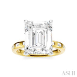 1/3 Ctw Emerald Shape Baguette and Round Cut Diamond Semi-Mount Engagement Ring in 14K Yellow and White Gold