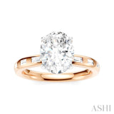 1/4 Ctw Oval Shape Baguette and Round Cut Diamond Semi-Mount Engagement Ring in 14K Rose and White Gold