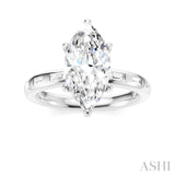 1/4 Ctw Marquise Shape Baguette and Round Cut Diamond Semi-Mount Engagement Ring in 14K White Gold