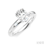 1/4 Ctw Oval Shape Baguette and Round Cut Diamond Semi-Mount Engagement Ring in 14K White Gold