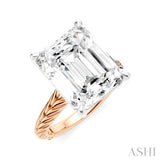 1/8 Ctw Emerald Shape Round Cut Diamond Akari Wheat Shank Semi-Mount Engagement Ring in 14K Rose and White Gold