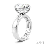 1/8 Ctw Oval Shape Round Cut Diamond Semi-Mount Engagement Ring in 14K White Gold
