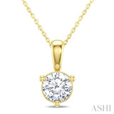 1 Ctw Round Cut Diamond Martini Solitaire Pendant With Chain in 14K Yellow Gold