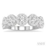 1 1/2 Ctw 5-Stone Lovebright Round Cut Diamond Band in 14K White Gold