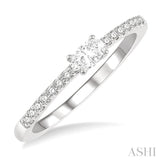 1/3 Ctw Oval Cut & Round Cut Diamond East West Ring in 14K White Gold