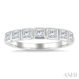 3/4 Ctw East-West Set Princess Cut Bezel Diamond Stackable Fashion Band in 14K White Gold