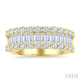 1 3/4 Ctw Channel Set Baguette and Round Cut Diamond Fashion Band in 14K Yellow Gold