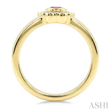 6X4 MM Oval Shape Ruby and 1/6 Ctw Round Cut Diamond Bold Precious Ring in 10K Yellow Gold