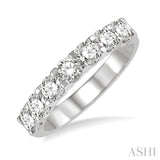 1 Ctw 7 Stone Round Cut Diamond Wedding Band in 14K White Gold
