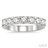 1 Ctw 7 Stone Round Cut Diamond Wedding Band in 14K White Gold