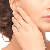 1 Ctw 7 Stone Round Cut Diamond Wedding Band in 14K White Gold