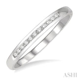 1/10 Ctw Channel Set 11 Stone Round Cut Diamond Wedding Band in 14K White Gold