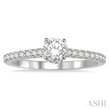1/2 Ctw Diamond Engagement Ring With 1/4 Ct Round Cut Diamond Center Stone in 14K White Gold