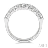 2 Ctw 7 Stone Round Cut Diamond Wedding Band in 14K White Gold