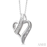1/20 Ctw Round Cut Diamond Heart Pendant in Sterling Silver with Chain