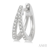 1/5 Ctw Split Round Cut Diamond Huggie Petite Earrings in 10K White Gold