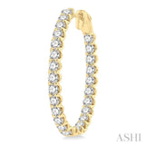 5 ctw Inside-Out Round Cut Diamond Oval Shape Hoop Earrings in 14K Yellow Gold