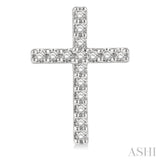 1/10 Ctw Cross Round Cut Diamond Petite Fashion Earring in 10K White Gold