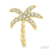 1/10 Ctw Palm Tree Round Cut Diamond Petite Fashion Earrings in 10K Yellow Gold