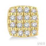 1/8 Ctw Cushion Shape Round Cut Diamond Petite Fashion Earrings in 10K Yellow Gold