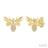 1/20 Ctw Bumble Bee Round Cut Diamond Petite Fashion Earrings in 10K Yellow Gold